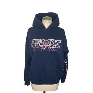 Fox Racing Monster Energy Hoodie Navy Pink Graphic Pullover Sweatshirt Size M